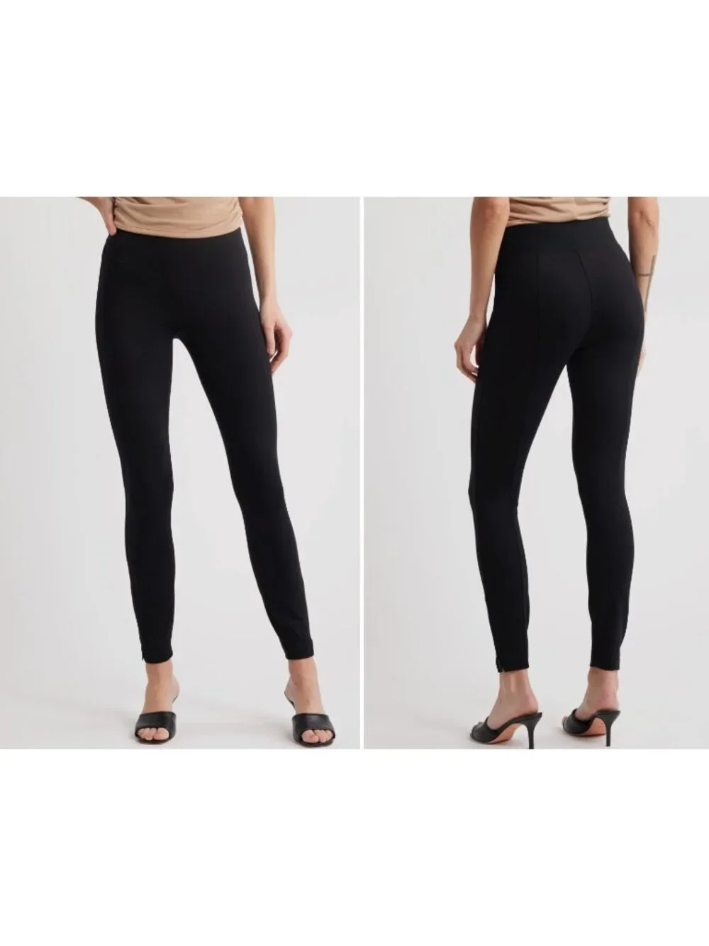 SPANX Super Smooth Perfect Fit Ponte Zip Black Leggings Women's Size Medium
